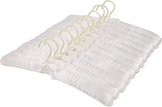 Tosnail 12 Pack Satin Padded Hangers Foam Padded Hangers Dress Hangers - Ivory | Amazon (US)
