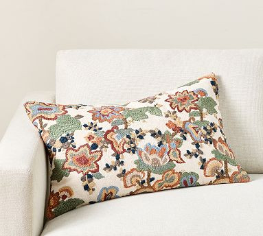 Willow Embroidered Lumbar Pillow Cover, 16" x 26" | Pottery Barn (US)