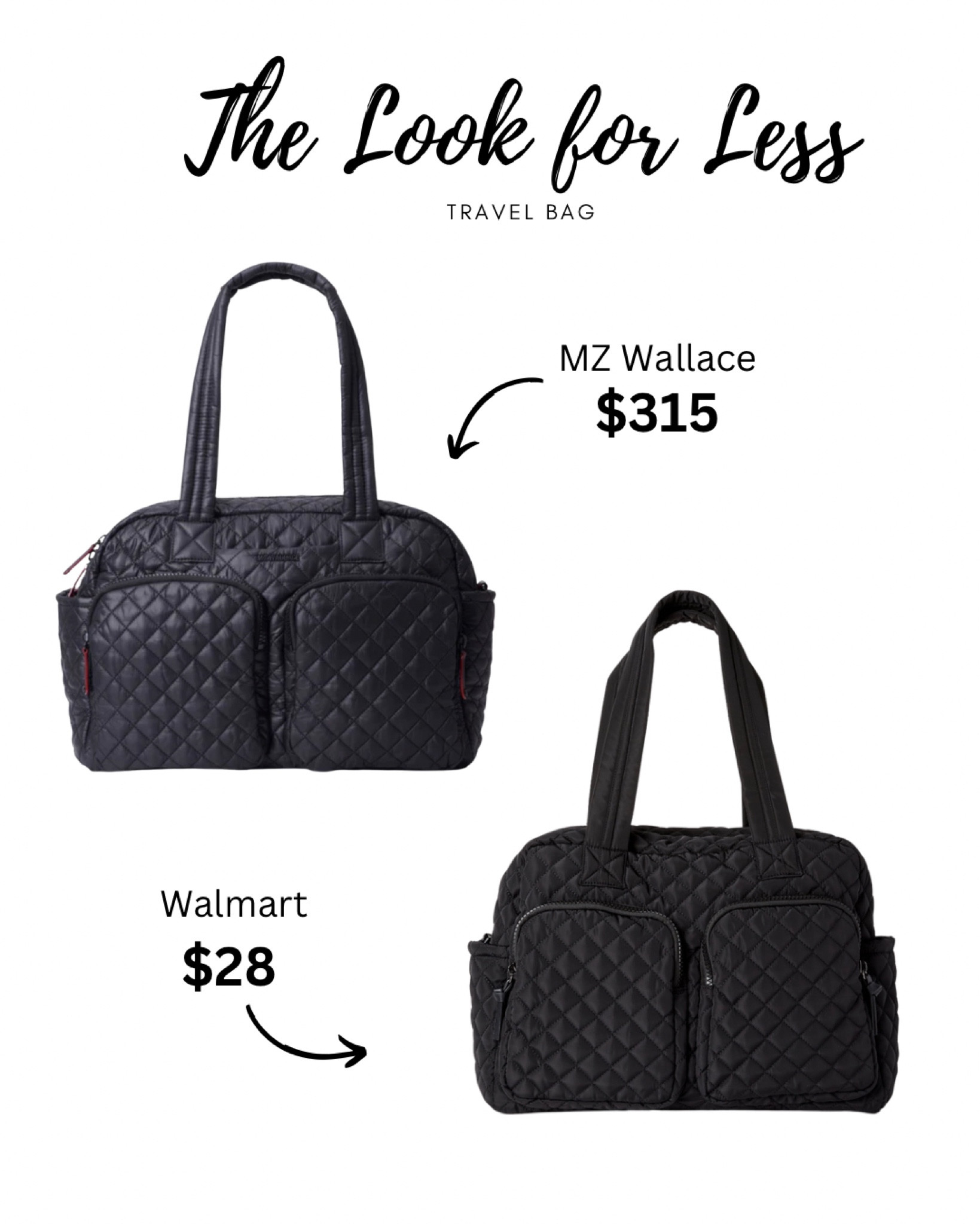 The look for less - black quilted travel bag 

#LTKunder50 #LTKitbag #LTKFind