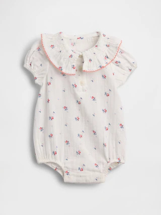 Baby Cotton Gauze Floral Collared Bodysuit | Gap (US)