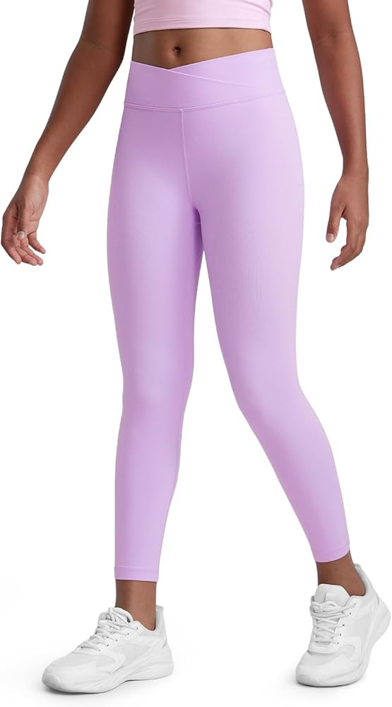 CRZ YOGA Girls Butterluxe Crossover Waist Yoga Leggings - Athletic Sports Casual Pants V Cross Ti... | Amazon (US)