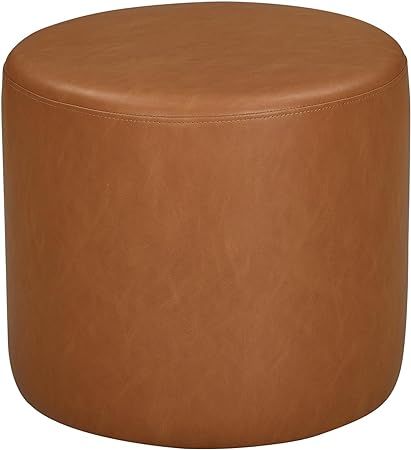 Lifestyle Solutions 19” Wentworth Ottoman Round Faux Leather Bench, Stationary Ottomans, Backle... | Amazon (US)