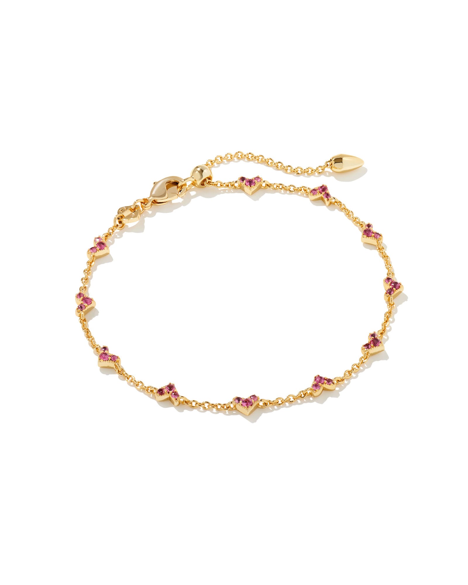 Haven Gold Crystal Heart Delicate Chain Bracelet in Pink Crystal | Kendra Scott