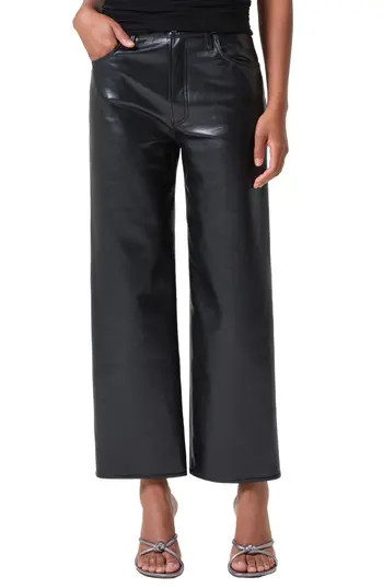 AGOLDE Ren High Waist Ankle Wide Leg Leather Blend Pants in Detox at Nordstrom Rack, Size 29 | Nordstrom Rack