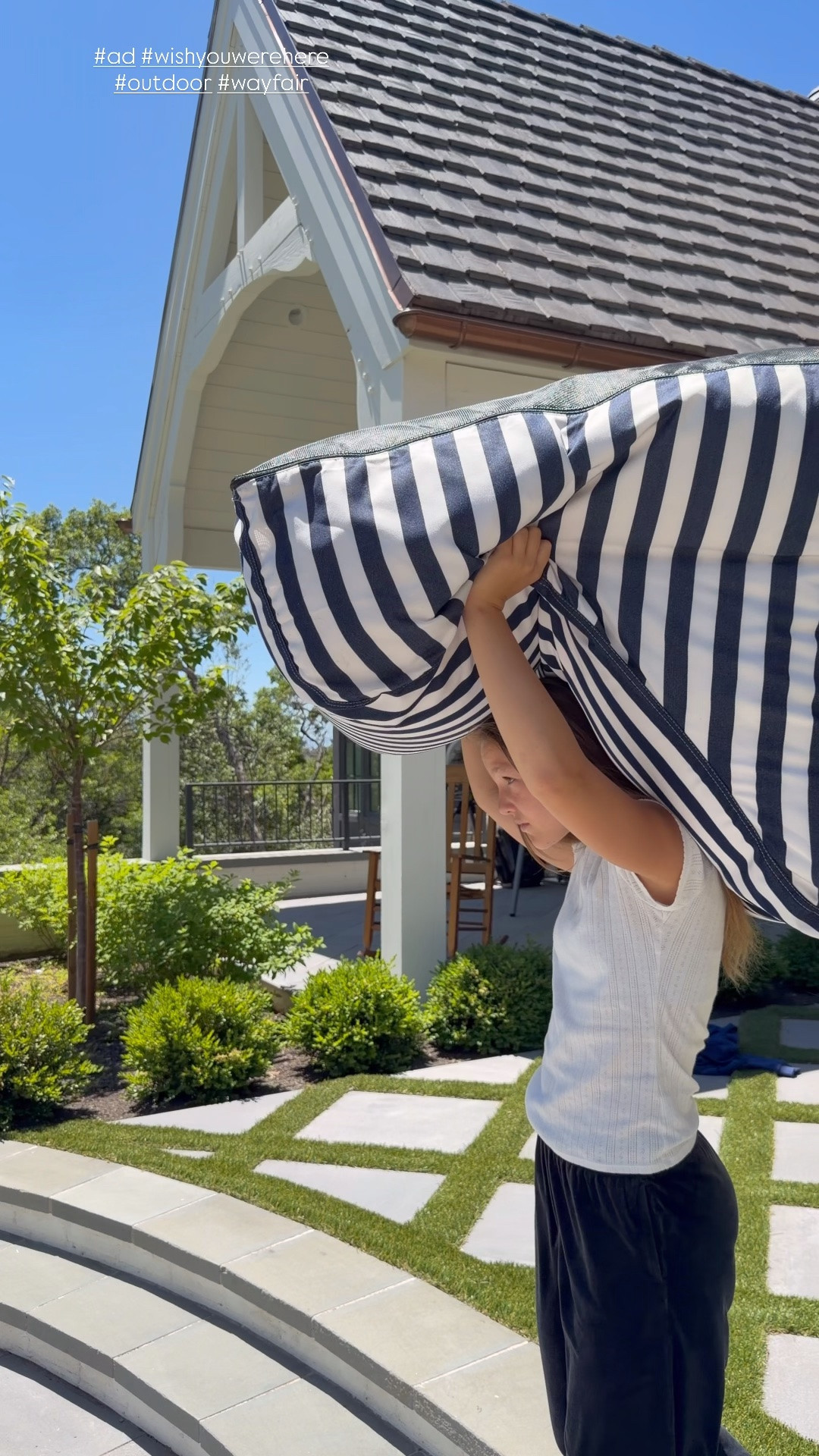 Poolside stripes, bean bag chairs, white rolling pool loungers with striped cushions and scallop outdoor umbrella. My go to pool side chairs all from @Wayfair 

#ad #poolside #wishyouwerehere #outdoor #wayfair

#LTKSaleAlert #LTKHome