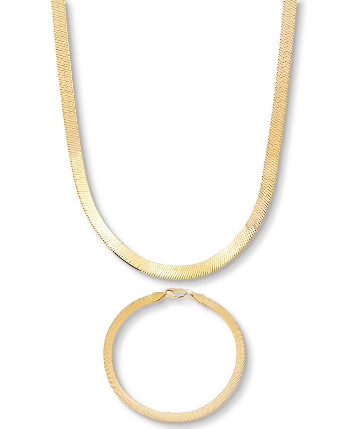 Macy's Men's 2-Pc. Set Herringbone Chain Necklace & Matching Bracelet & Reviews - Men's Jewelry &... | Macys (US)