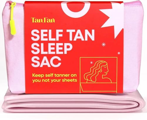 Tan Fan Self Tan Sleep Sac - Protects Sheets from Fake Tan Stains - No Tanner Transfer, Rub Off, Absorption Guaranteed - Cool Silky Lightweight Bed Protector Sack. Large Roomy w Foot Openings (Pink) | Amazon (US)