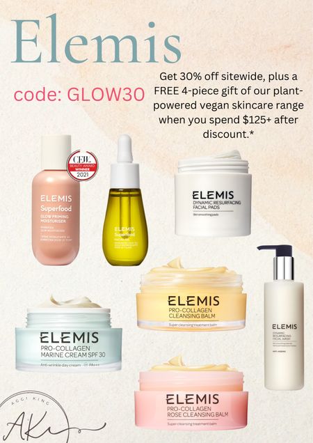 Code: GLOW30 for 30% off sitewide 

#elemis 

#LTKbeauty #LTKsalealert #LTKFind