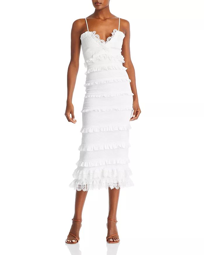 Narcisse Smocked Ruffle Trim Midi Dress | Bloomingdale's (US)