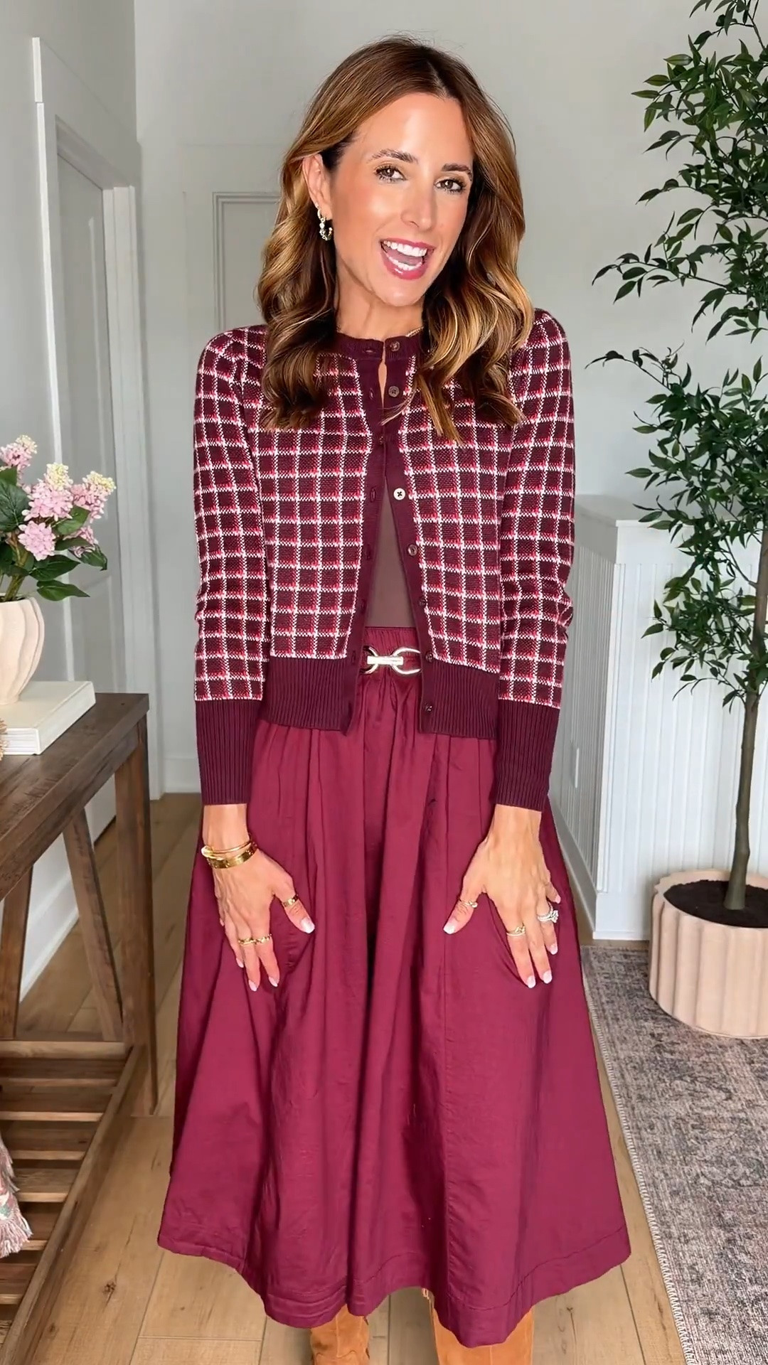New arrivals from Old Navy that come in petite, regular, and tall. Family photo outfit. Teacher outfits. Business casual outfits. Fall outfits. Fall style. Summer outfits. Summer style. Wearing XS petite in skirt and cardigan. Skirt runs big so consider sizing down. I went up half a size in knee high boots.

#LTKootd #LTKWorkwear #LTKSeasonal