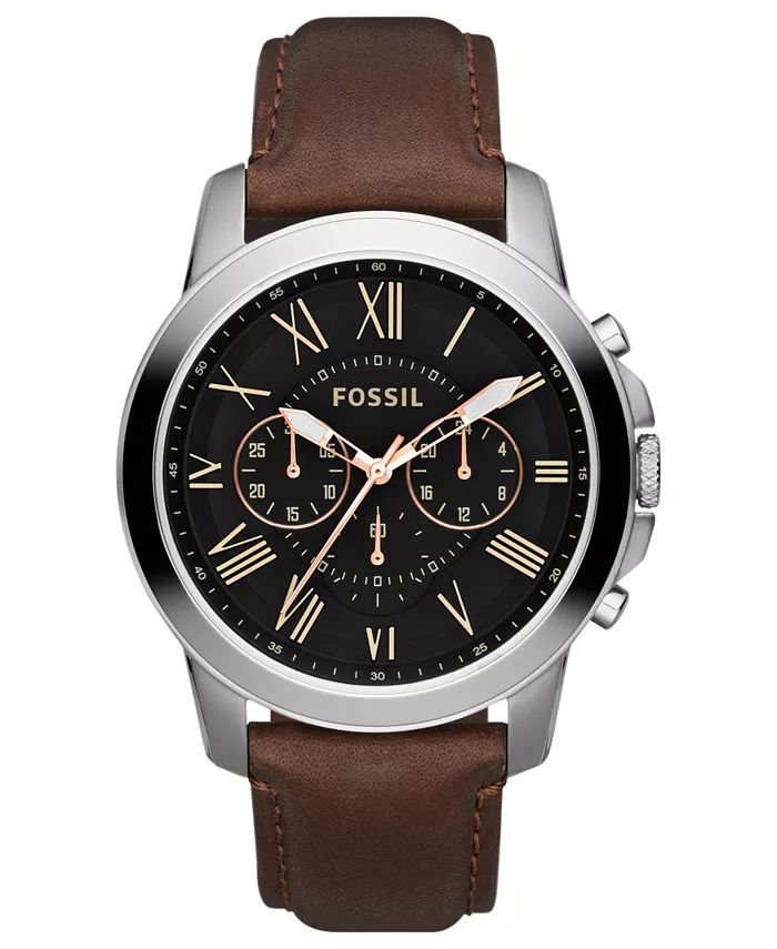Fossil Men's Chronograph Grant Brown Leather Strap Watch 44mm  & Reviews - All Watches - Jewelry ... | Macys (US)