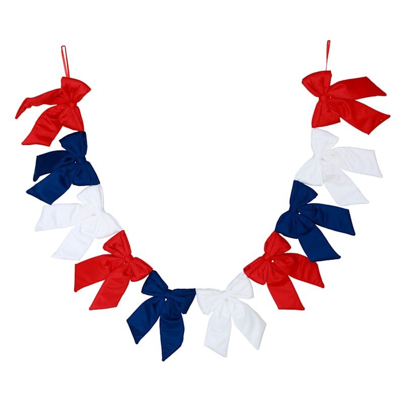Red White & Blue Bow Garland, 72" | At Home