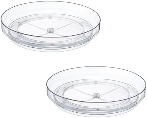2 Pack 9 Inch Clear Acrylic Lazy Susan, Non-Skid Turntable Organizer for Cabinet, Kitchen, Pantry... | Amazon (US)
