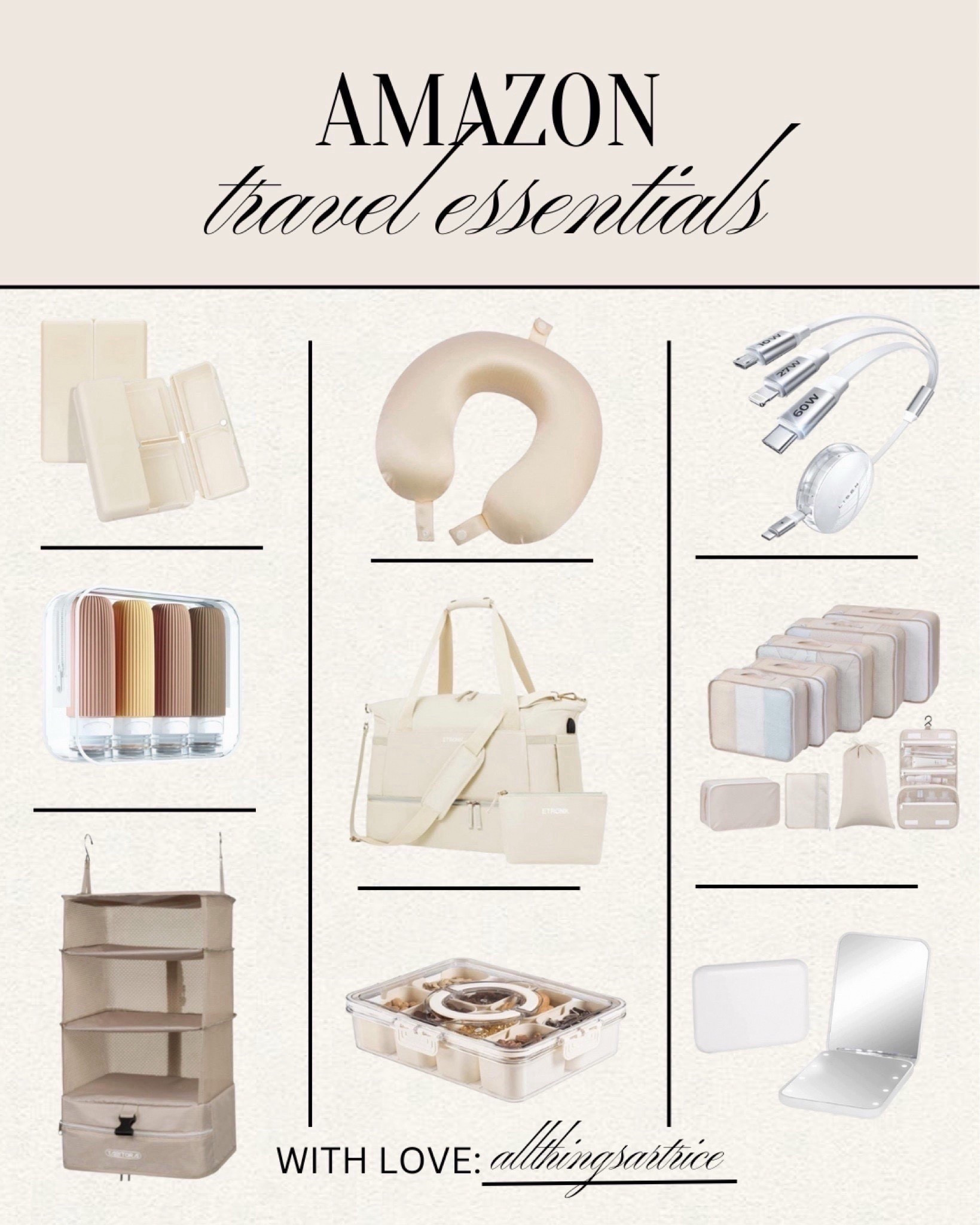 Amazon travel essentials 



#Amazon #travel #charger #mirror #neckpillow #weekender #packingcubes #springbreak #summer #vacation #dailyfinds #airplane #allthingsartrice

#liketkit #LTKFindsUnder50 #LTKFindsUnder100 
#LTKTravel

#LTKFestival #LTKMothersDay #LTKSaleAlert