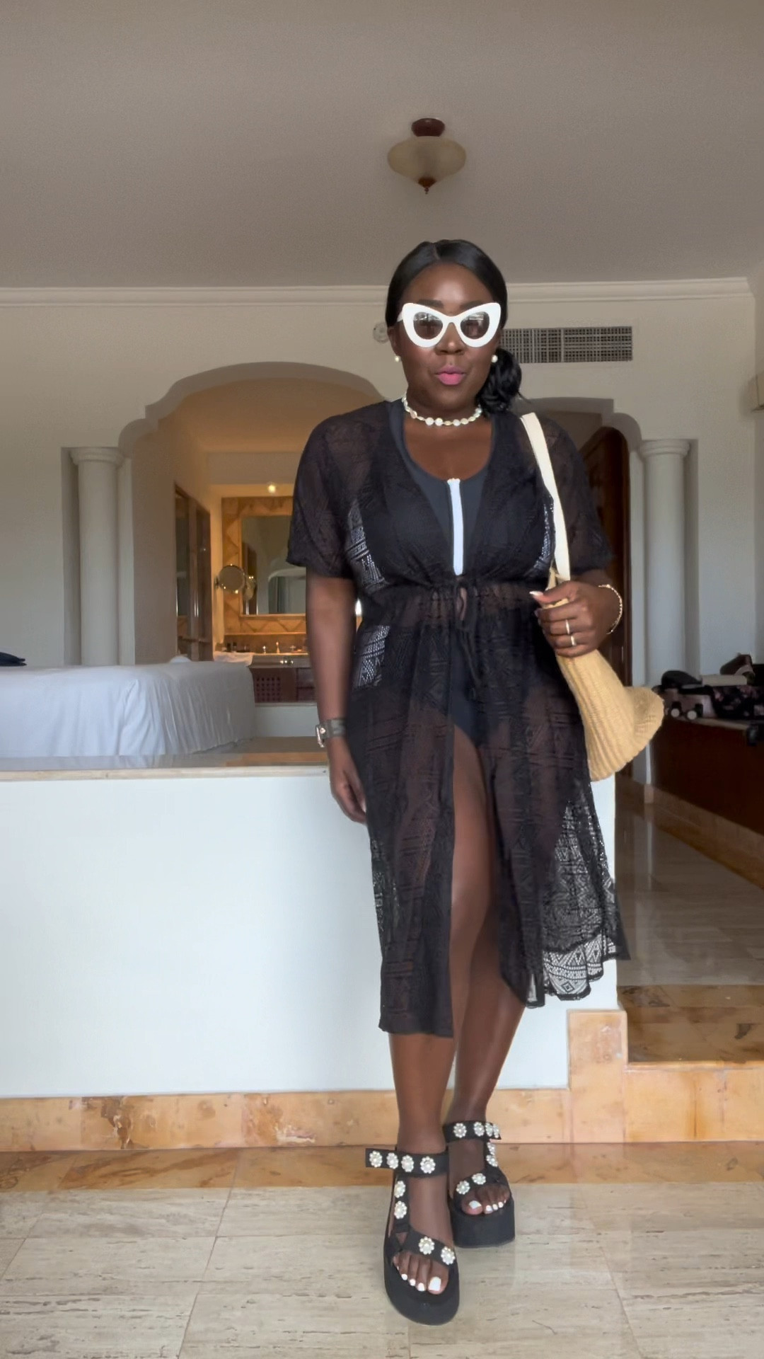 Little black & white look for the beach!! Loving these Cupshe swimsuits and coverups! Styled it with pearl sandals, pearl necklace, tote beach bag and Free People sunglasses!!

#LTKstyletip #LTKtravel #LTKVideo