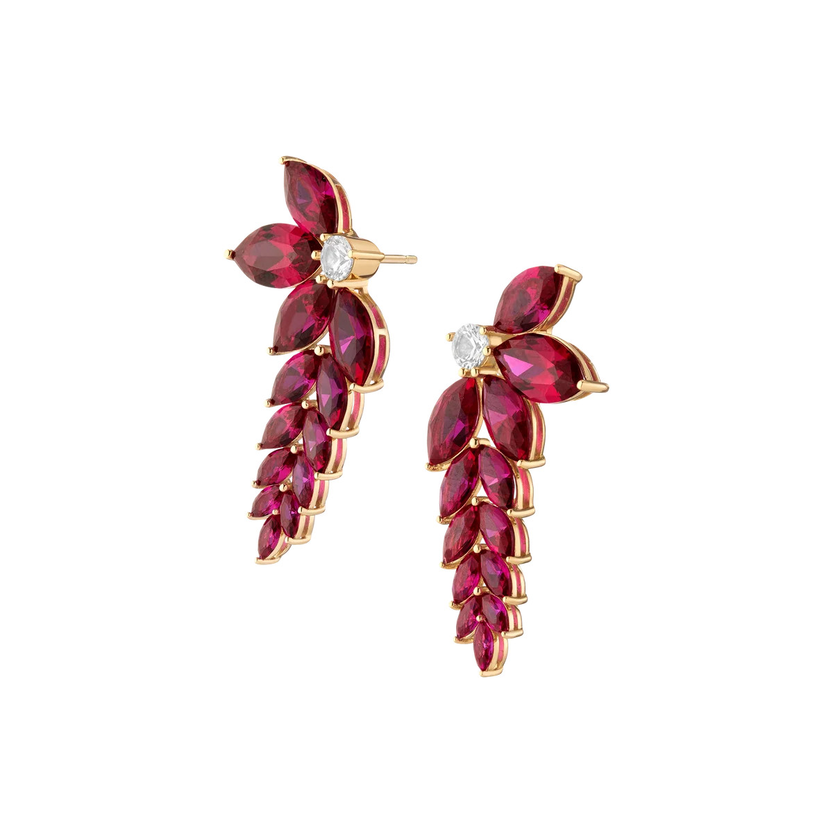 Aurate x Marilyn Monroe: Lab Grown Red Marquise Waterfall Earrings | AUrate New York
