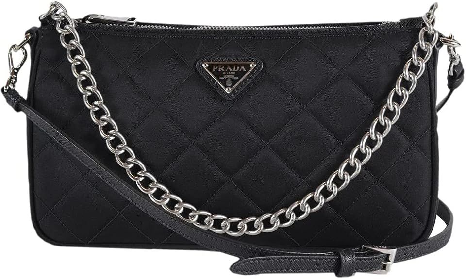 Prada Quilted Tessuto Nylon Chain Black Convertible Shoulder Bag 1BH026 | Amazon (US)