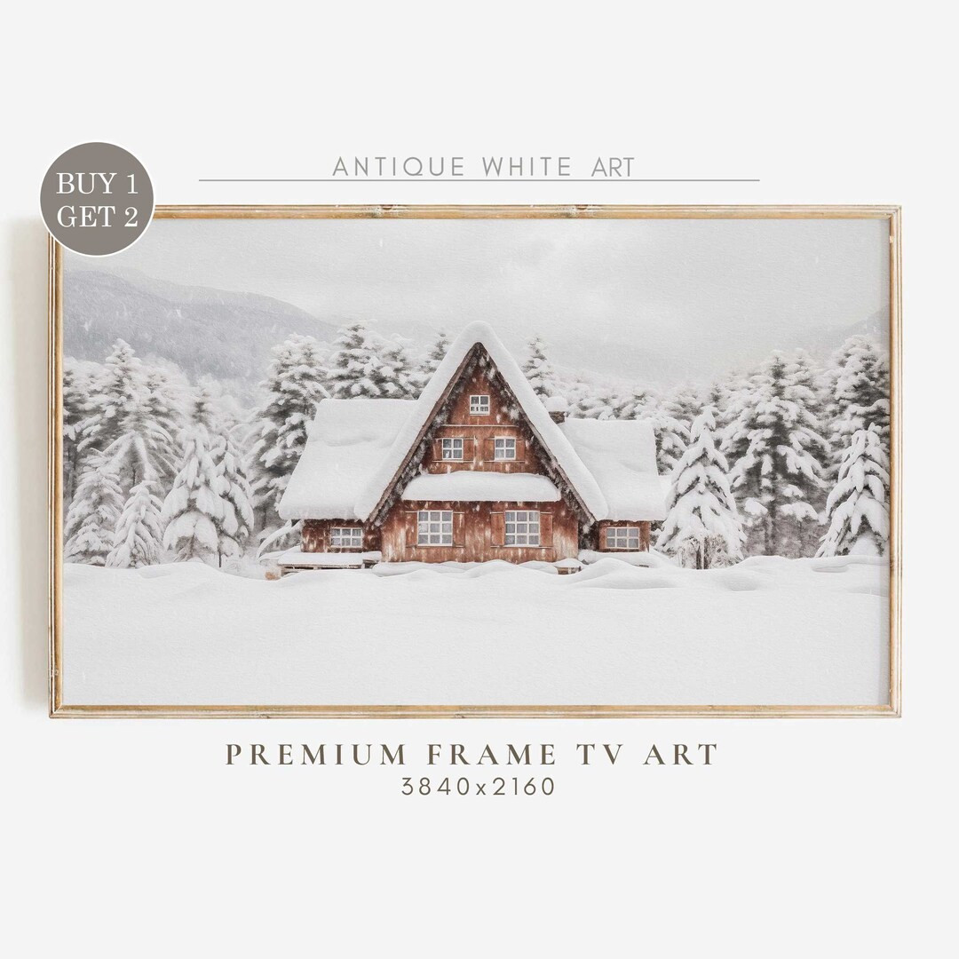Christmas Frame TV Art, House in Snowy Forest, Farmhouse Winter Samsung Frame TV Art, Digital Dow... | Etsy (US)