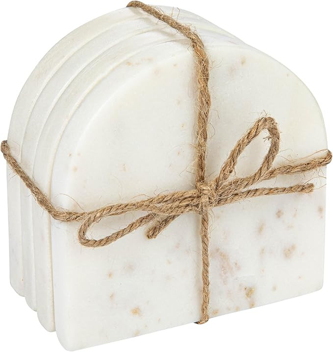 Bloomingville Modern Arched Marble, Set of 4, White Coaster | Amazon (US)