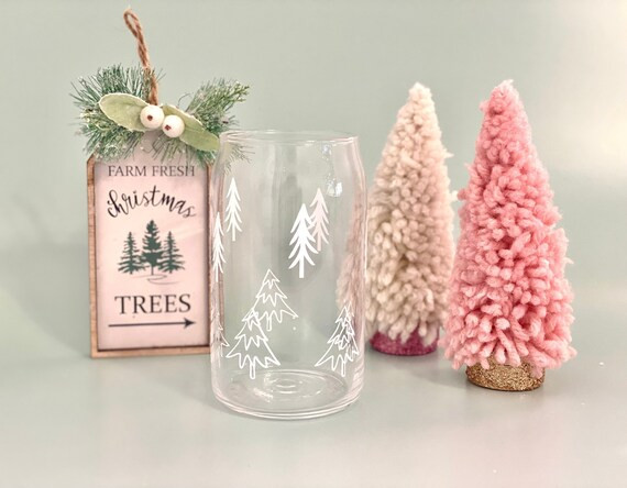 Christmas Tree Beer Can Glass Cup Iced Coffee Cup Christmas - Etsy | Etsy (US)