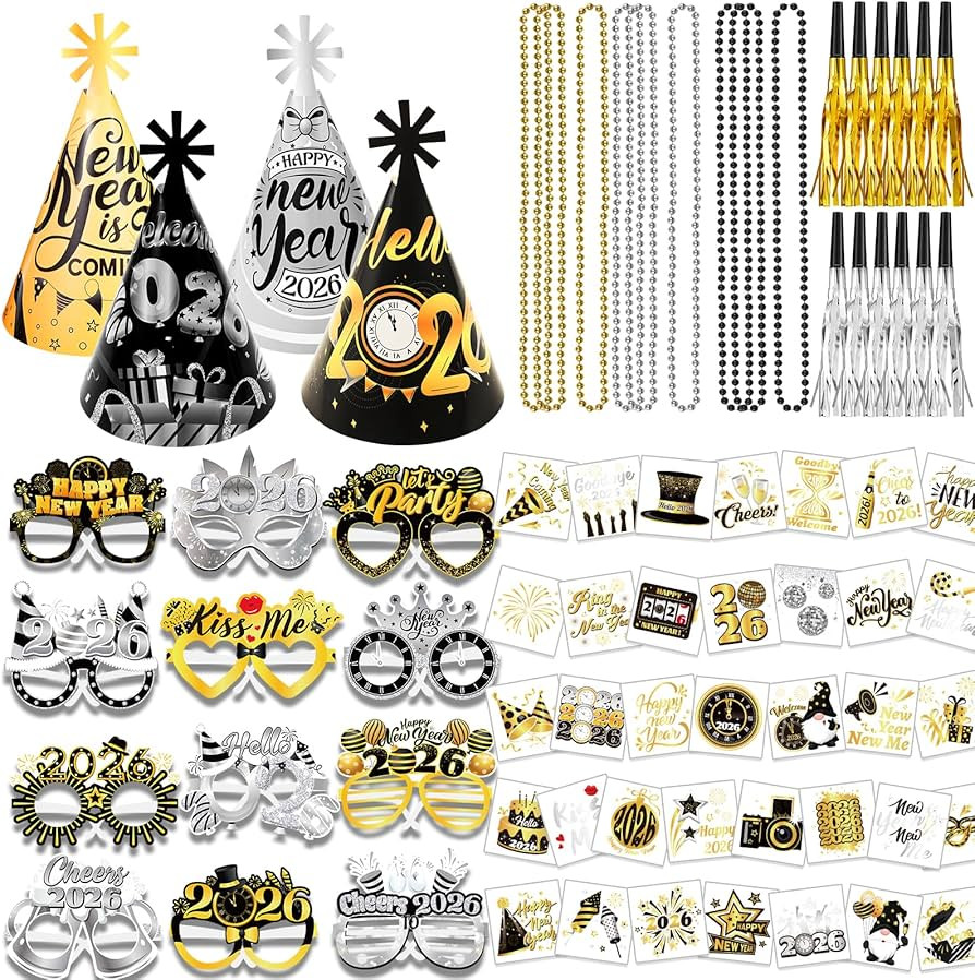 HOWAF New Years Eve Party Supplies Decor, Fancy New Year Eyeglasses, New Year Cone Hats, New Year... | Amazon (CA)