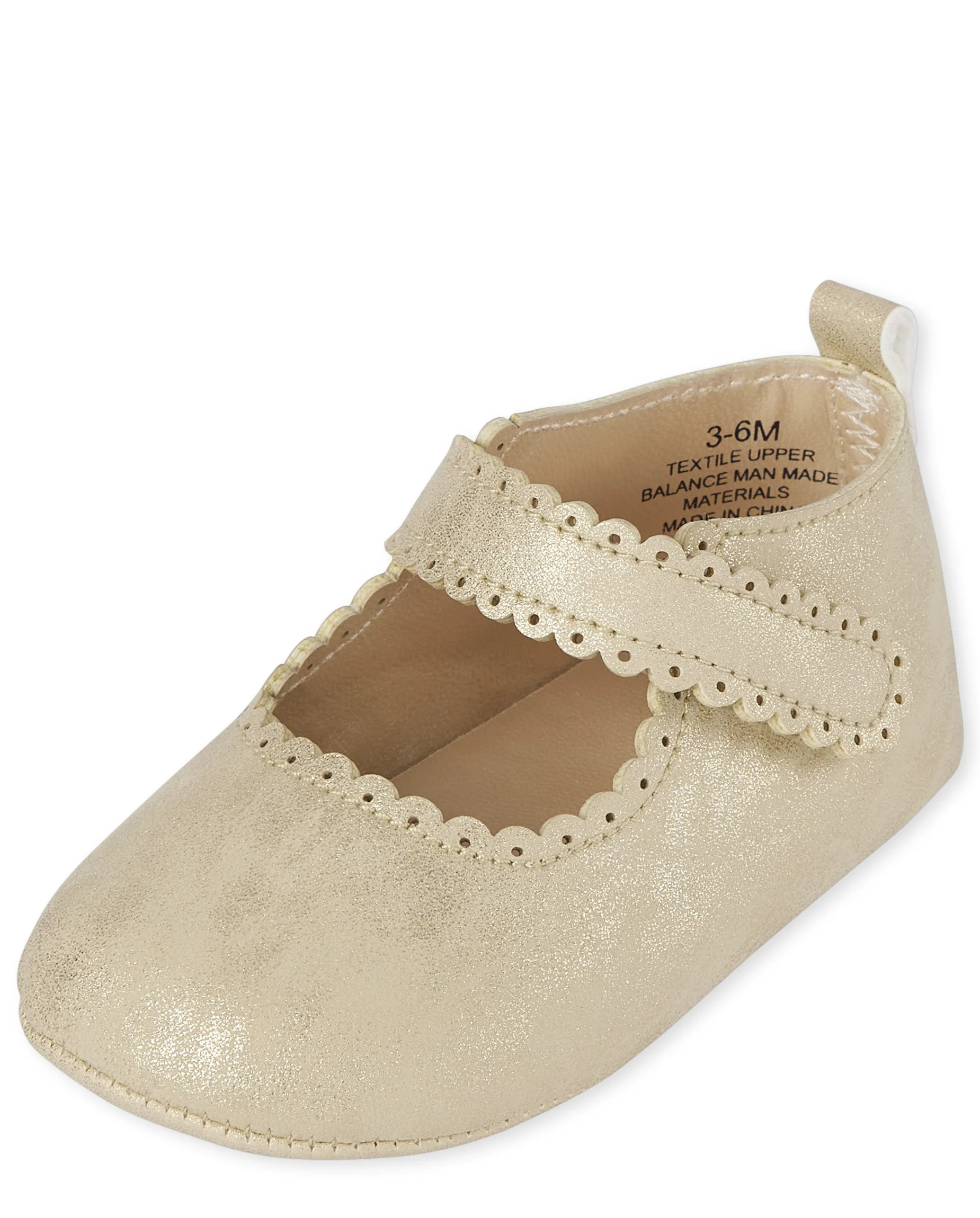 Baby Girls Faux Leather Scalloped Ballet Flats | The Children's Place  - GOLD | The Children's Place