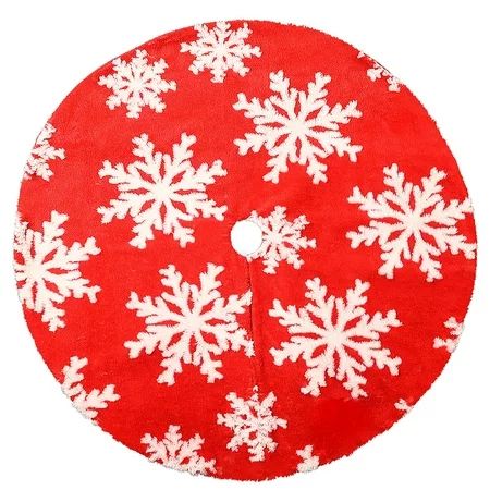 Ozmmyan Christmas Tree Skirt 48 Inch Faux Fur Plush Snowflake Christmas Tree Decoration Mat Soft Thi | Walmart (US)