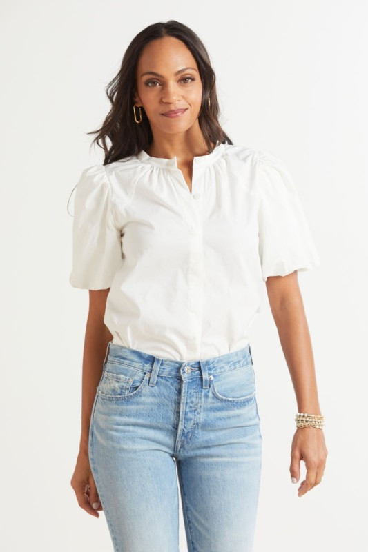 EVEREVE Felix Puff Sleeve Poplin Top | EVEREVE | Evereve
