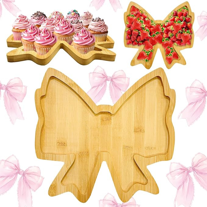 1 PCS Wooden Bow Party Decorations Bowtie Charcuterie Boards for Baby Shower Baby Girl Birthday F... | Amazon (US)
