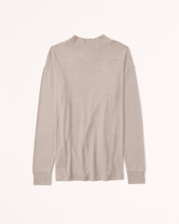 Women's Long-Sleeve Mockneck Boyfriend Tee | Women's Clearance | Abercrombie.com | Abercrombie & Fitch (US)