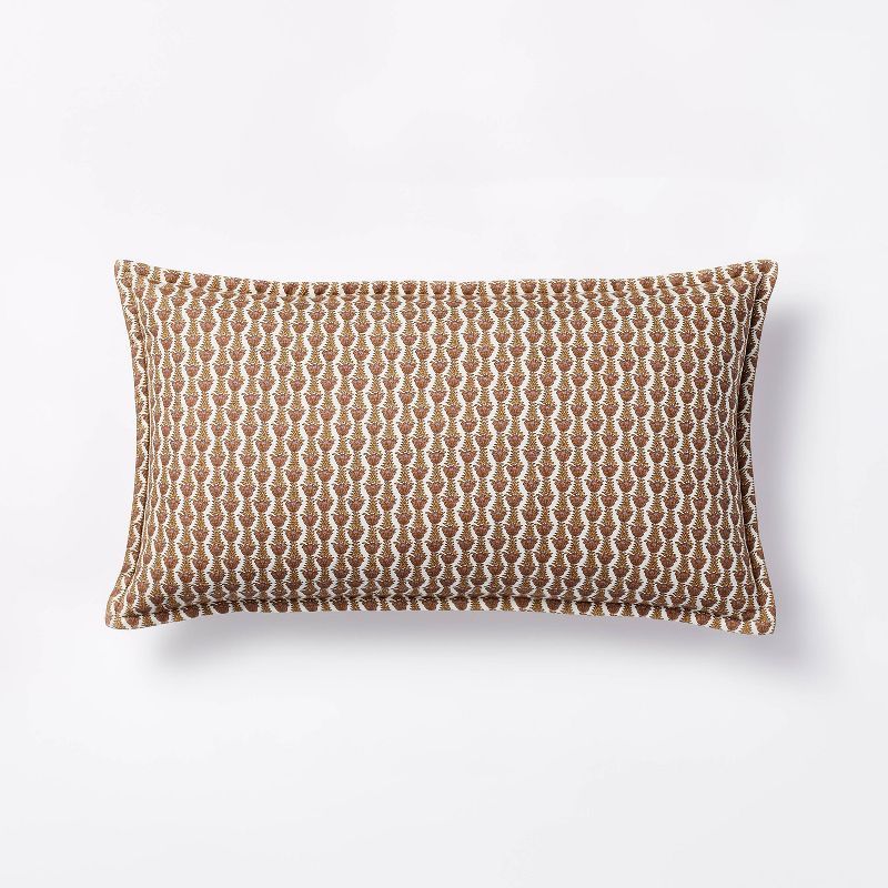Oblong Wood Block Floral Decorative Throw Pillow Camel/Mauve - Threshold&#8482; designed with Stu... | Target