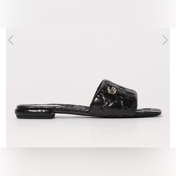 Gucci \u2018GG\u2019 Black Leather Slide | Poshmark