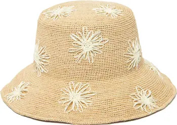 San Diego Hat Sol Embroidered Raffia Bucket Hat | Nordstrom | Nordstrom