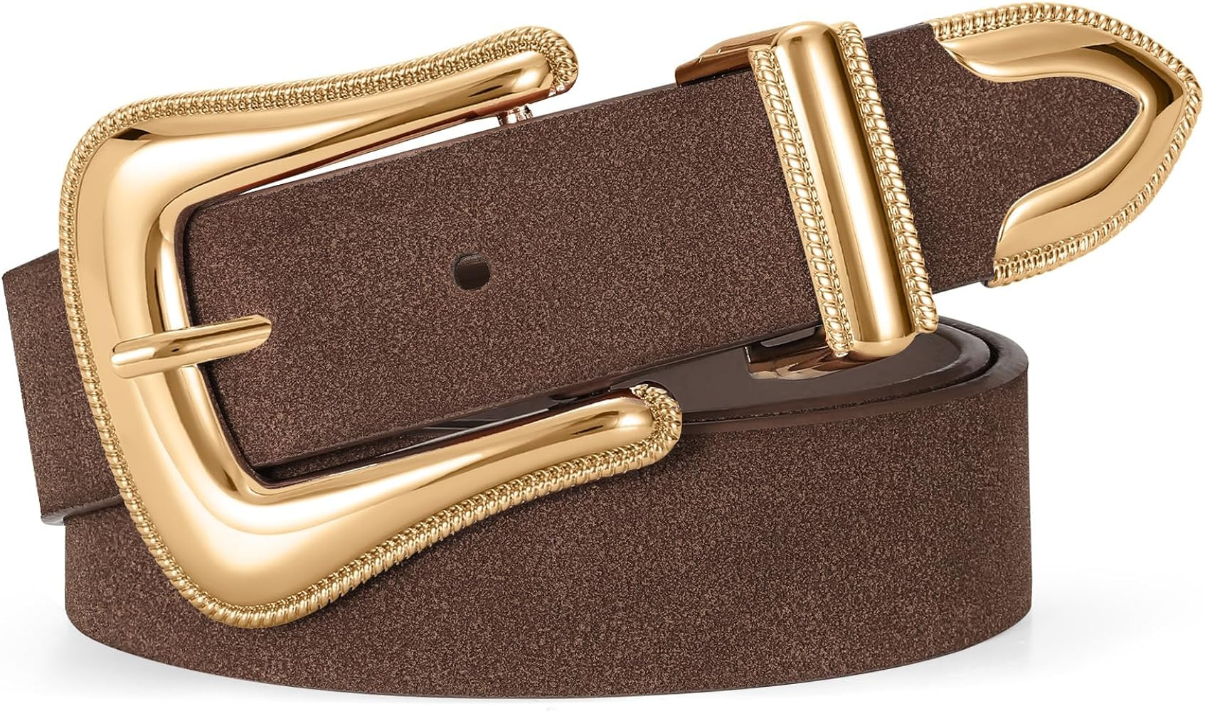 XZQTIVE Women\u2019s Western Suede Leather Belt \u2013 Cowgirl Belt with Retro Gold Buckle for Je... | Amazon (US)