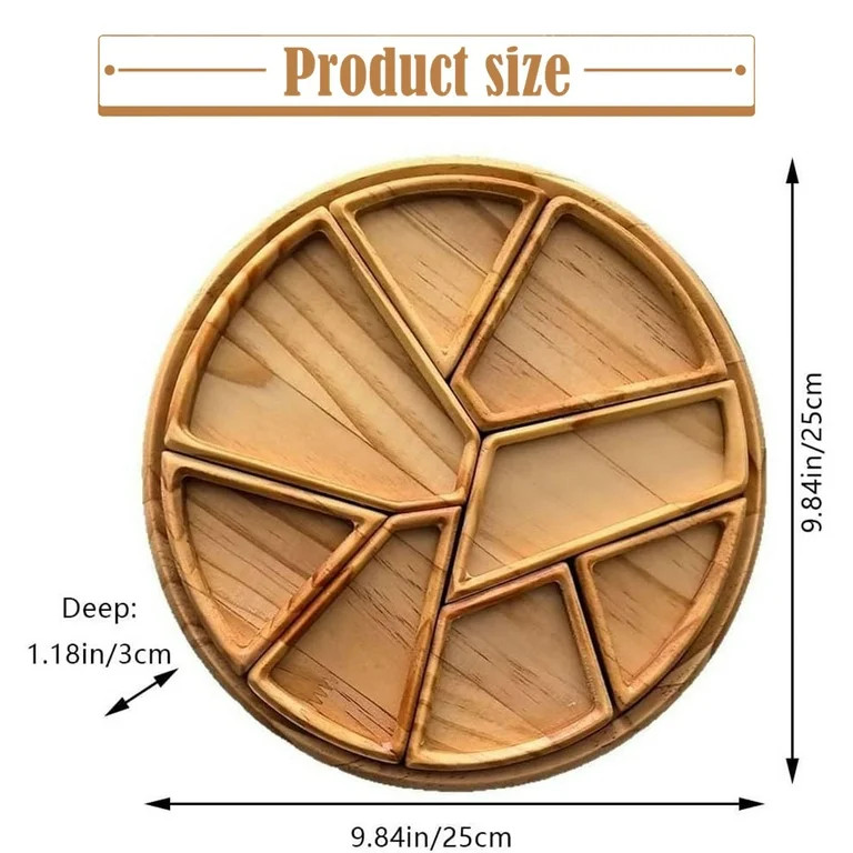 Round Wood Serving Board, Charcuterie Board, Large Charcuterie Board, Puzzle Serving Tray with 8 ... | Walmart (US)