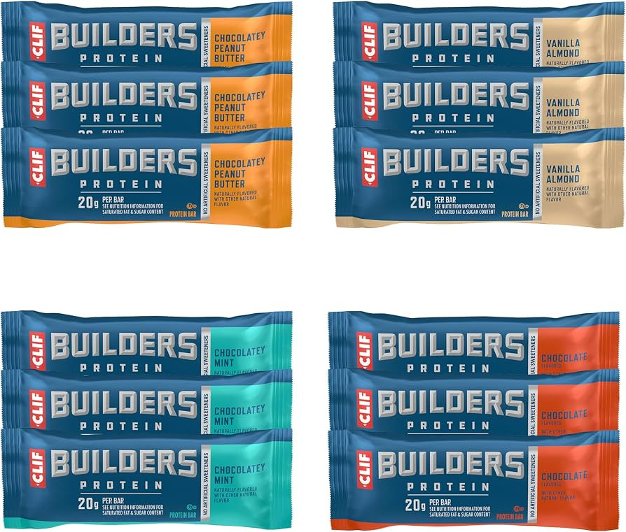 CLIF BUILDERS Protein Bars - 4-Flavor Variety Pack - 20g Plant Based Protein - Gluten Free - Non-... | Amazon (US)