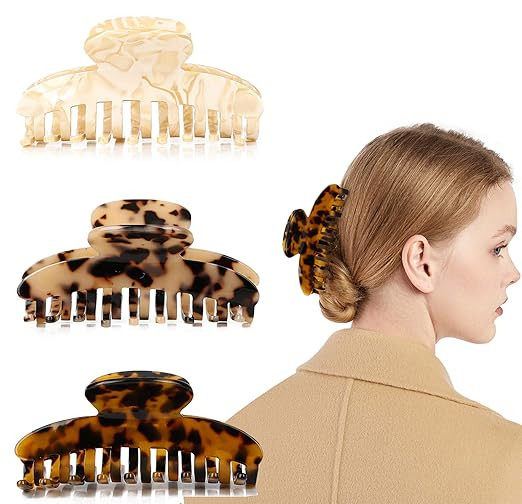 3Pcs Hair Claw Clips for Women Claw Clips Large Claw Hair Clips French Design Nonslip Strong Hold... | Amazon (US)
