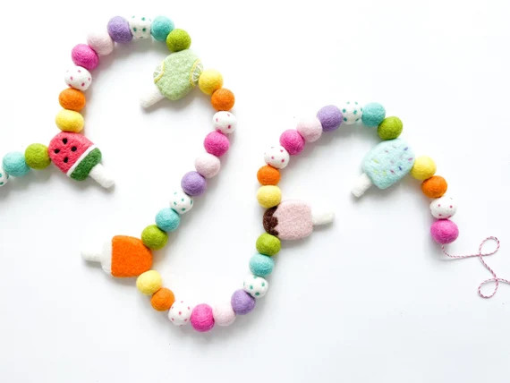 Popsicle Party Felt Ball Garland, Bunting, Banner - Spring, Summer - READY TO SHIP! | Etsy (US)