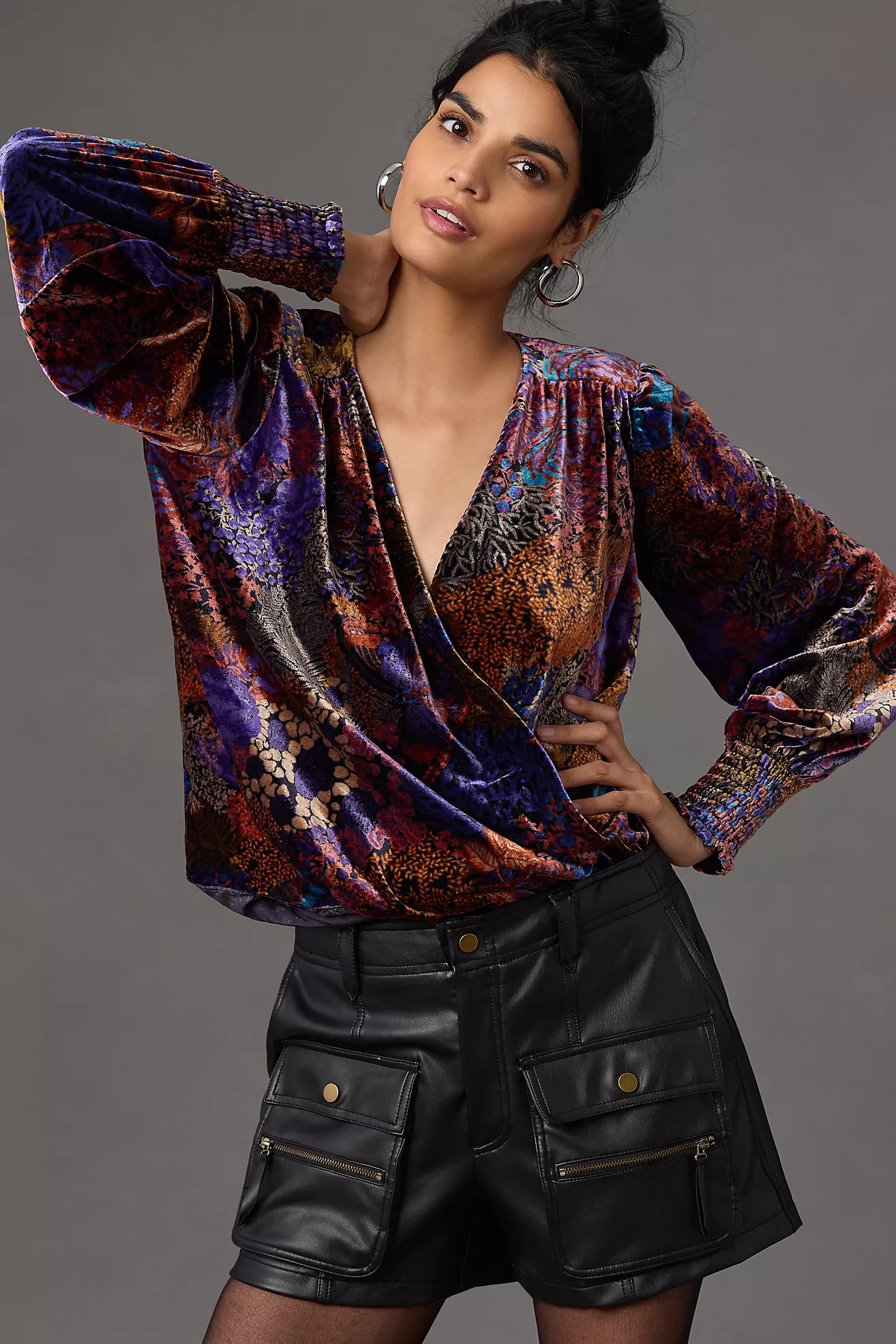 By Anthropologie Velvet Wrap Blouse | Anthropologie (US)