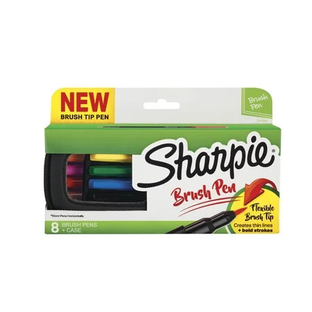 Sharpie Brush Tip Pens, Assorted Colors, Soft Case, 8 Count | Walmart (US)