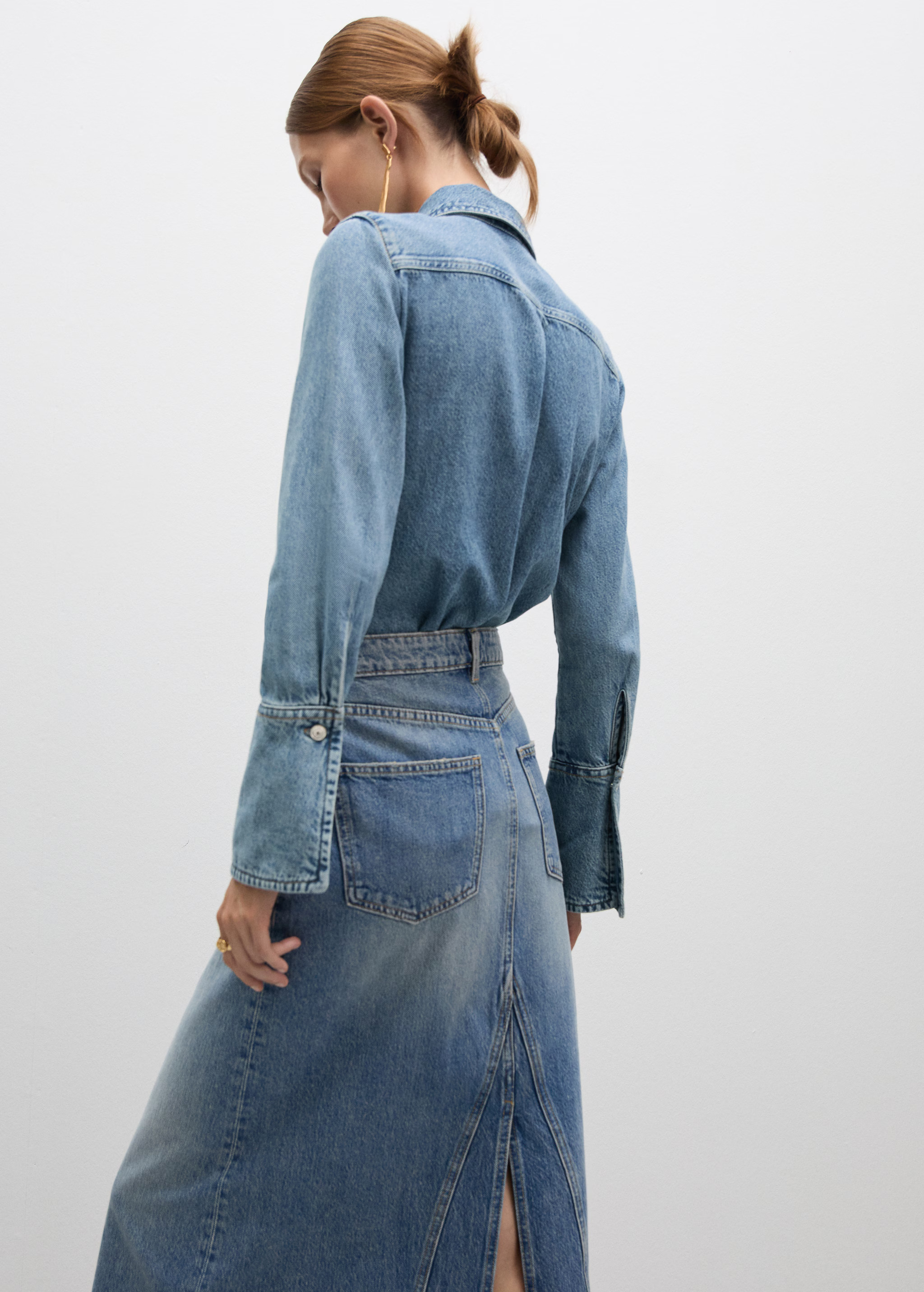 Denim shirt with seams - Women | MANGO United Kingdom | MANGO (UK)