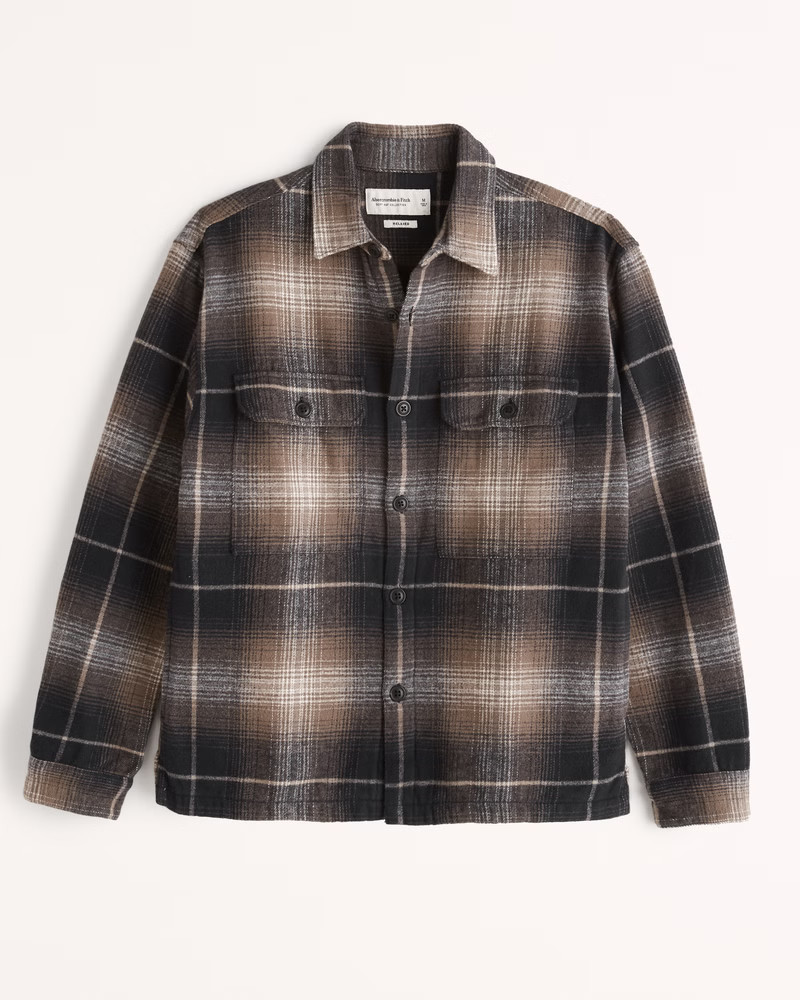 Relaxed Heavyweight Flannel Shirt Jacket | Abercrombie & Fitch (US)