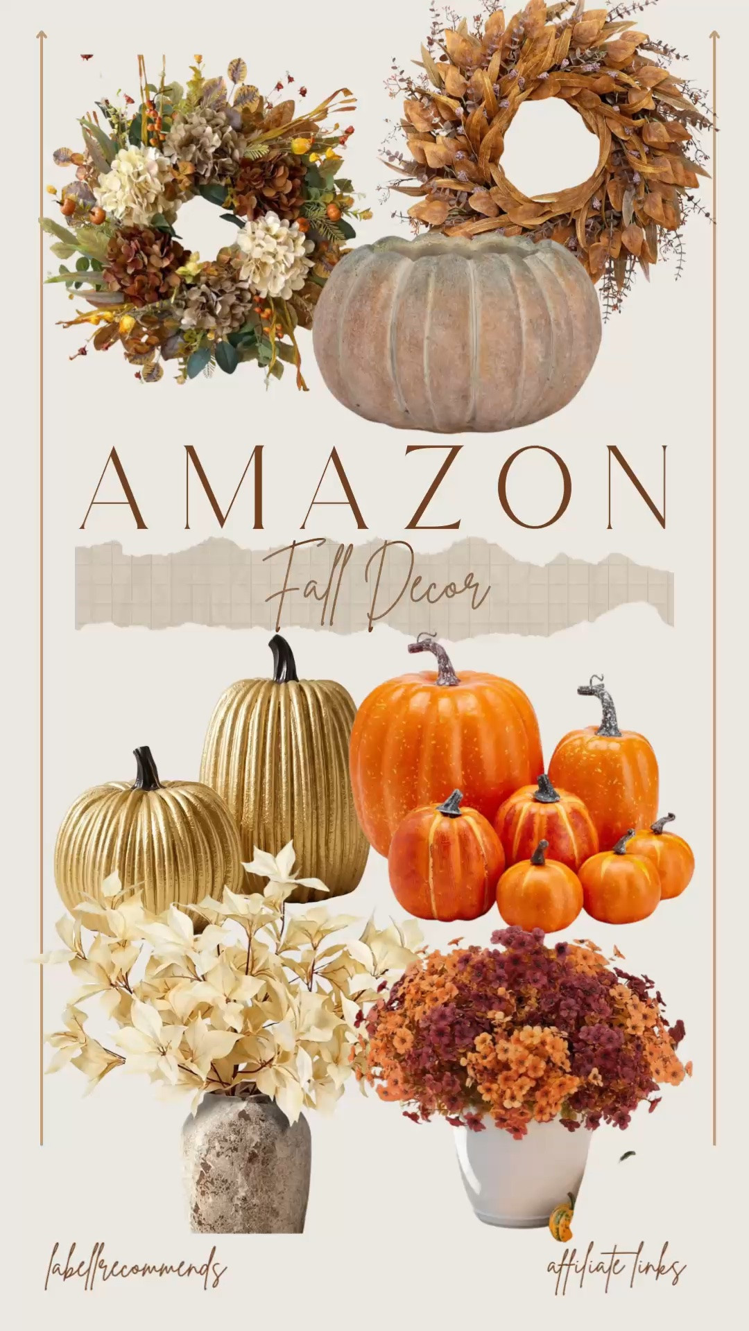 Fall porch refresh, officially underway 🍂 These front door wreaths,
a few faux stems, and gold pumpkins scattered on the steps = instant autumn without the clutter. Amazon fall decor really is doing the most this year (in the best way).

#amazonfalldecor #fallfrontdoor #fallwreath #falldecorfinds #autumndecor #fallporchdecor

Neutral fall decor, fall front door wreath," "front door decor," "faux fall florals/stems," "artificial fall wreath," "autumn wreath for front door," "fall porch decor," "gold pumpkins," "modern fall decor," "elevated fall decor," "cozy autumn home," "fall home refresh," and "fall decor finds

#LTKSeasonal #LTKHome