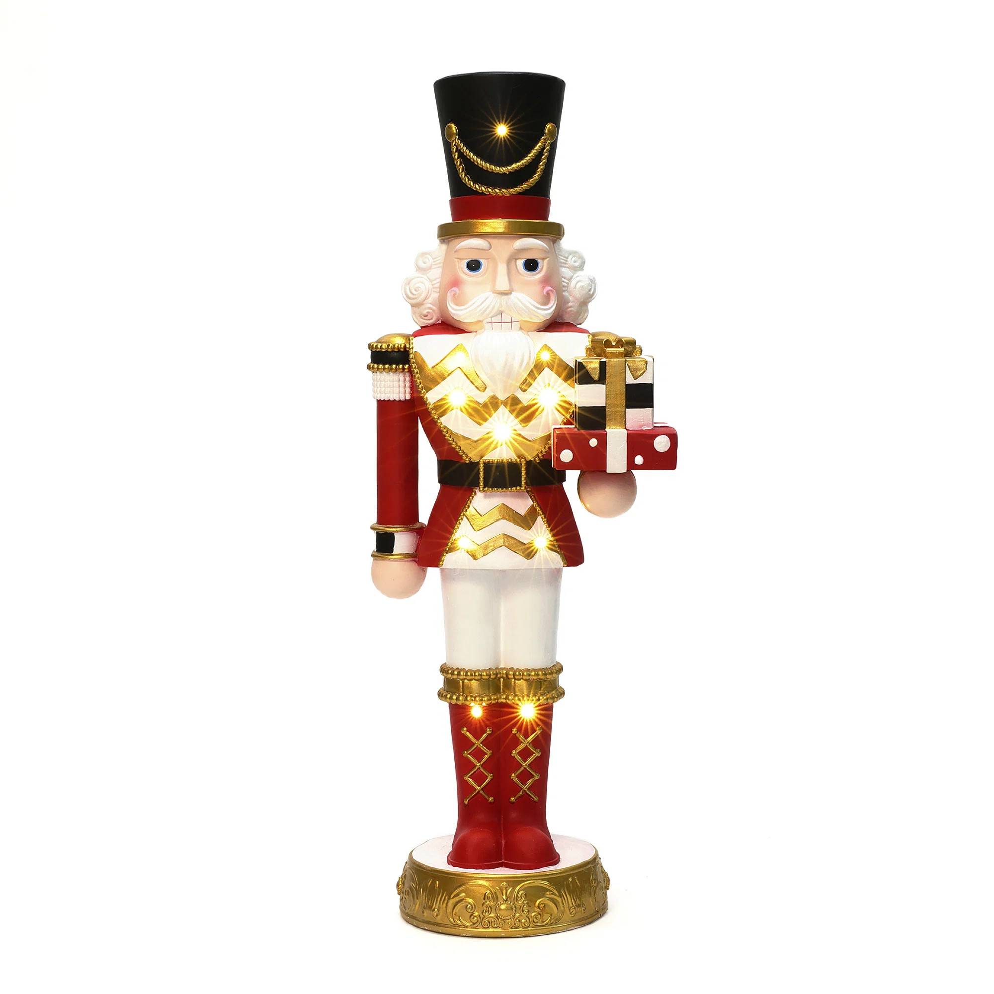 4-Foot Lighted Red Nutcracker Soldier with Presents, Battery Operated Holiday DecorationByWorld M... | Wayfair North America