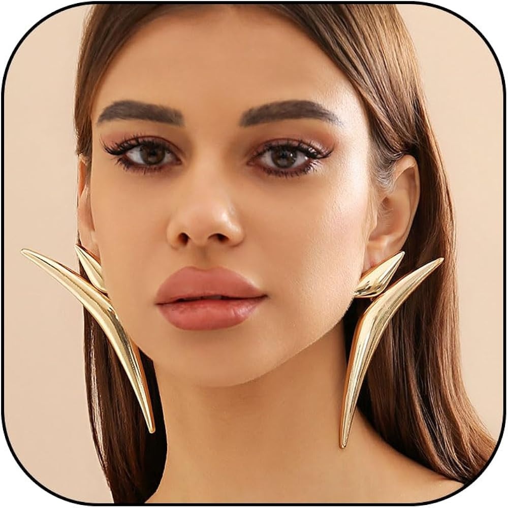 Gold Statement Earrings for Women Large Geometric Dangle Earrings Bohe Exaggerated Earrings Gold ... | Amazon (US)