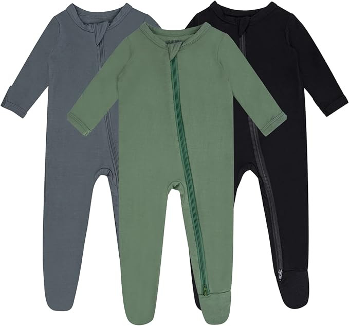Baby Boy Footed Pajamas with Mittens,Rayon Made from Bamboo Sleepers, 2 Way Zipper Long Sleeve Pj... | Amazon (US)