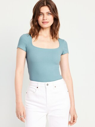 Square-Neck Rib-Knit Top | Old Navy (US)