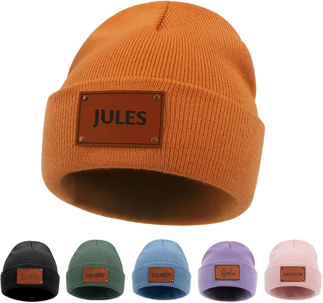 Embroidered Name Newborn Beanie Hat, Custom Warm Newborn Hats, Personalized Knit Hats for Adualt | Amazon (US)