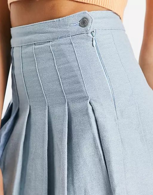 Signature 8 pleated skirt in two tone wash | ASOS | ASOS (Global)