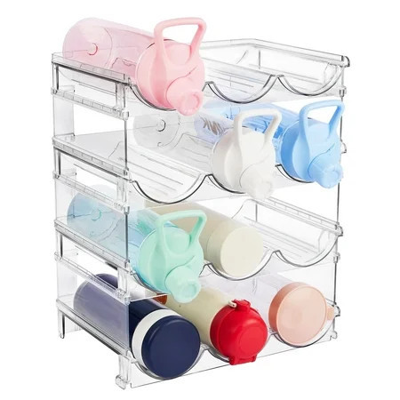 Vtopmart 4 Pack Stackable Bottle Holder Storage Rack, Plastic Water Bottle Organizer, Clear | Walmart (US)